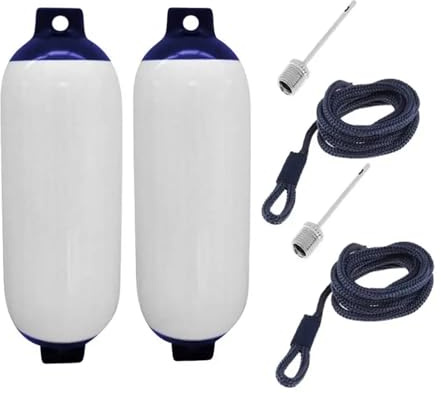 Boj båt fender ， Uppblåsbar PVC-båtfender, stötfångare, boj, brygga, sköld, båttillbehör, flerfärgat, 2-3-pack(2pcs WIth Rope)