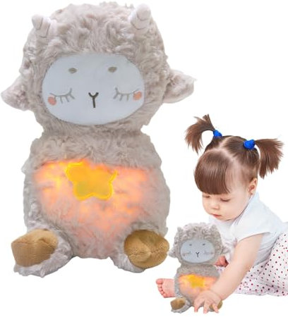 Generisch Atmendes Kuscheltier - 25 cm Plüsch Schaf Kuscheltier,Licht Sensor Musikspielzeug Für Stressabbau Zuhause Nacht Reisen