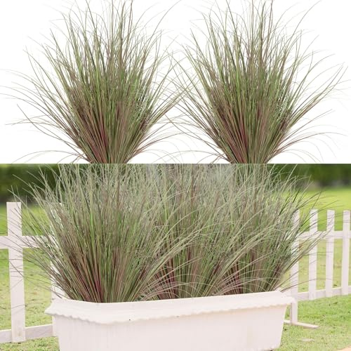 16 Bündel Gräser Künstlich - Kunstpflanzen Outdoor,Gräser Kunstgras, Kunstpflanze Gras, Wetterfest Outdoor UV-beständige Künstliche Balkonpflanzen für Drinnen Draußen Haus Büro Draußen Garten(Lila)