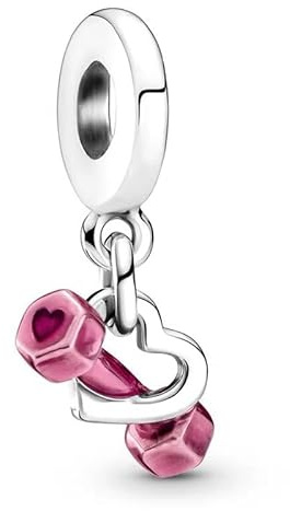 Anduonie Charms Herz Gold Stopper Charms Anhänger Silber 925 für Armbänder,Red charm anhänger,beads charms,kompatibel mit europäischen Armbändern und Halskette für Frauen