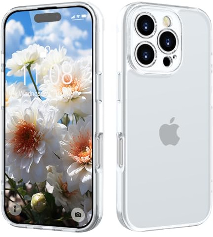 KPPIT for iPhone 16 Pro case,Shockproof Military Grade Drop Protection, Frosted Translucent iPhone 16 Pro Phone case,Clear