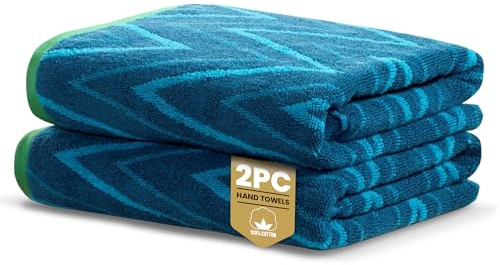 Rapport Home Helix Hand Towels 2 Pack, 50x85cm 100% Cotton - Ocean Blue