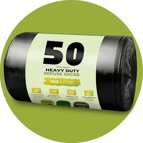 Scott 11 Black Bin Bags, 50 Pack,100L, 33 Microns | Leak-Resistant, Eco-Friendly, Strong & Durable Recyclable Refuse Sacks, Bin Liners for Home, Office & Kitchen Waste Disposal