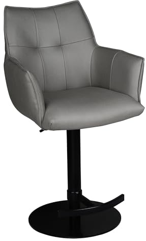 Raburg Barhocker höhenverstellbar, 120 kg belastbar, 360° drehbar, höhenverstellbar, Küchenhocker mit Fußstütze, Stoff, Gestell aus Metall - Louming Makana | Grau/Schwarz