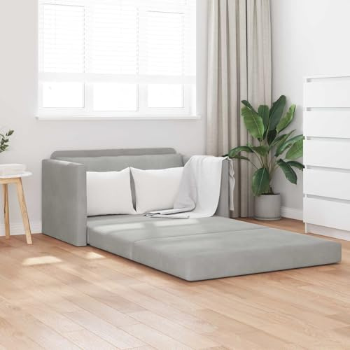 Keeushr Schlafsofa 110cm Hellgrau Samt Bettsofa Schlafbereich Modernes Umwandlungsmöbel mit Robustem Rahmen und Atmungsaktiven Kissen für Wohnzimmer
