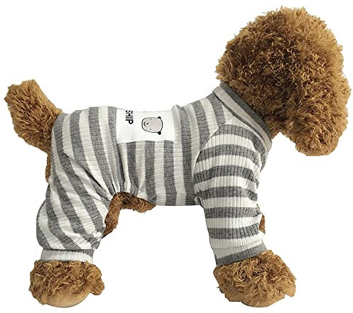 EastCities Hundekleidung für kleine Hunde, Welpen, Pyjama, Outfit, Grau, M