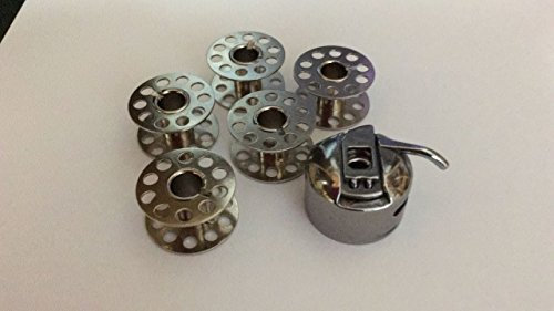 Spulenkapsel + 5 Spulen aus Metall für Singer Nähmaschinen Brilliance 6180, 6280, 6160, 6199