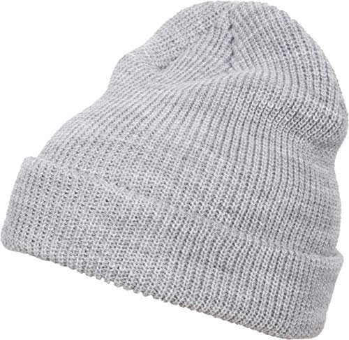Flexfit Long Knit Beanie Cap, Heather Grey, one size