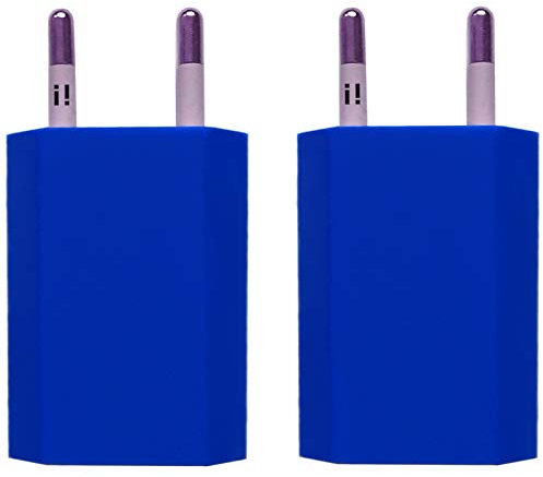 i! 2X USB Netzteil Set Ladegerät Steckdosenadapter Stecker 5V 1A kompatibel mit Universal iPhone 11 Pro Max XS X 8 7 6 Plus 5 SE iPad Samsung Galaxy Handy Tablet Smartphone - blau