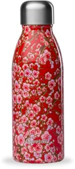 QWETCH – Bouteille One Inox Ultra Légère - Flowers Rouge 500ml – Gourde Simple Paroi – Etanche, Sans BPA & Réutilisable – Gourde inox du quotidien, non isotherme