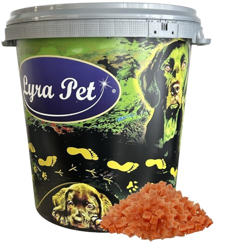 Lyra Pet® 5 kg Hühnerbrustwürfel in 30 L Tonne - Kausnack für Hunde | Leckerli für Hunde – Proteinreicher Kauartikel mit Huhn – Idealer Belohnungs- und Trainingssnack – Gut verträglich