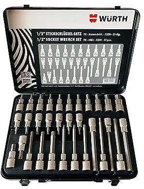 Würth Zebra Steckschklüssel 1/2 Zoll Steckschlüsseleinsätze 31 Teile