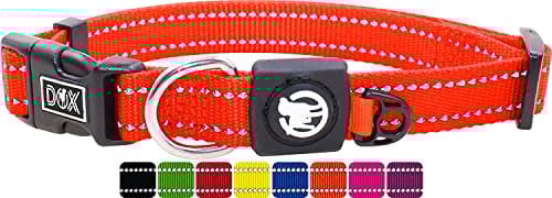DDOXX Reflektierendes Nylon Hundehalsband - Stabiles und Verstellbares Welpenhalsband für alle Größen - L (Orange)