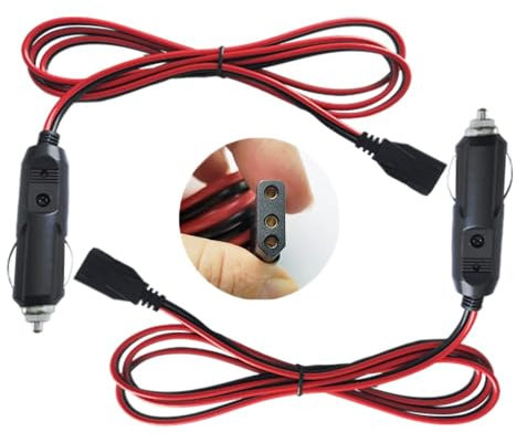 ZWEHKD CB Power Cord 3 Pin Plug Cable 12V Car Cigarette Lighter Plug Heavy Duty 16 Gauge with 3 Pin Connector for Cobra Uniden Midland Mobile CB Ham Radios (2 Cigarette Lighter Plug)
