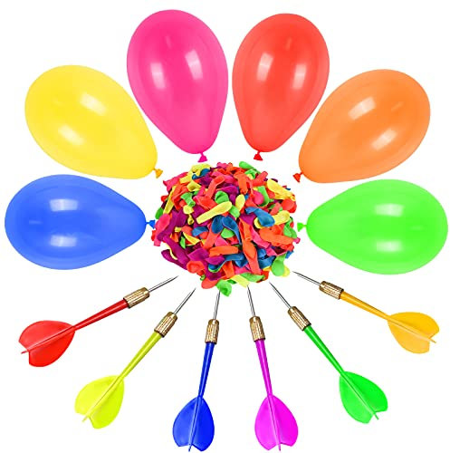 FORMIZON 6 Stück Dartpfeile Pfeile 500 Stück Ballon Spiel Set, Latex Ballon Dartspiel, Spiele Dart Pfeile Luftballons für für Kinderparty, Zirkusdekorationen, Karneval, Geburtstagsparty