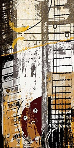 Kunstdruck auf Holz, Akkorde Noah – abstraktes vertikales Bild, Beige, Schwarz, Weiß, Grau, Klavier, Musikinstrumente, Kunstdruck, 86 x 43 cm