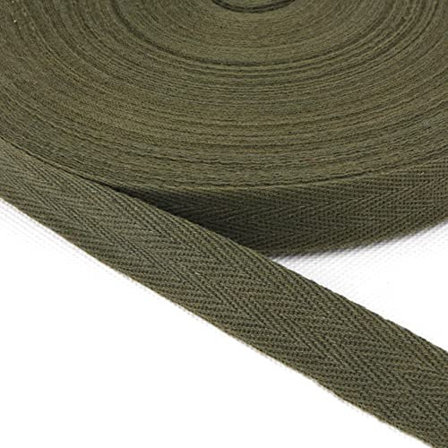 Baumwolle Schrägband,25 Yards x 20mm Einfassband Köperband Nahtband Baumwollband Textilband Fischgrätenband Köperband Wimpelband Twillband Webbing Band für Schneidern DIY-Nähen Basteln,ArmeeGrün B