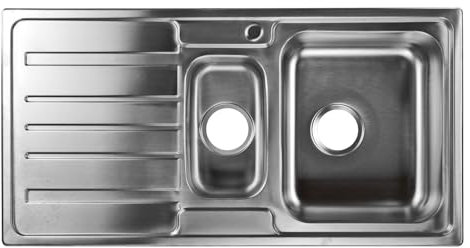 Einbauspüle 'Klaus' Spülbecken rechts und Ablage links Komplettset mit Siphon