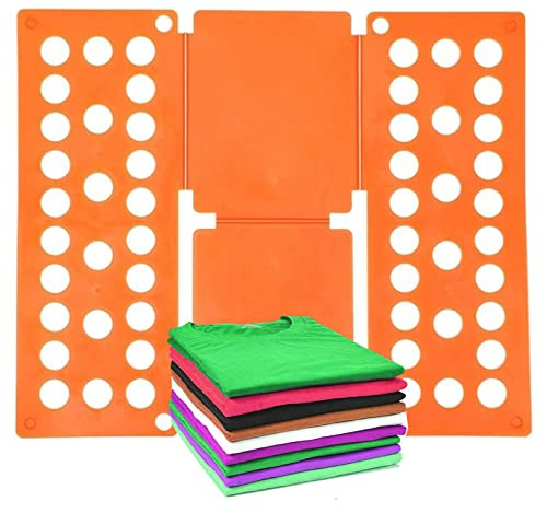 Folding Boards Quality Kids Magic Clothes Folder T Shirts Jumpers Organizer Fold Save Time Quick Clothes Folding Board Holder (Orange)