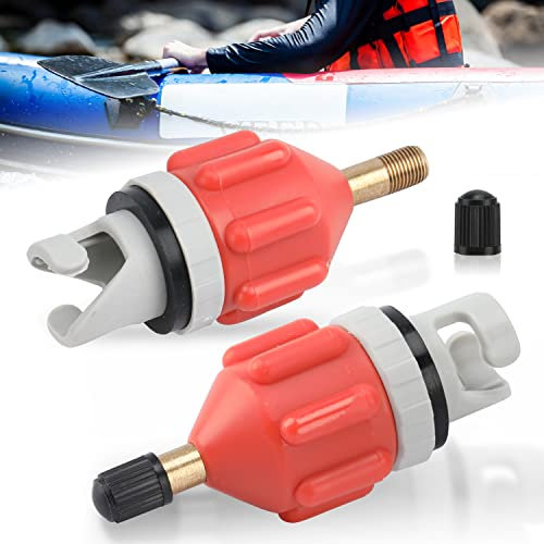 MAJOYLIFE 2 Stück SUP Pumpe Adapter,Adapter Kayak für Kompressor zum Schnellen Aufpumpen von Kanus,Paddle Boards (Orange)