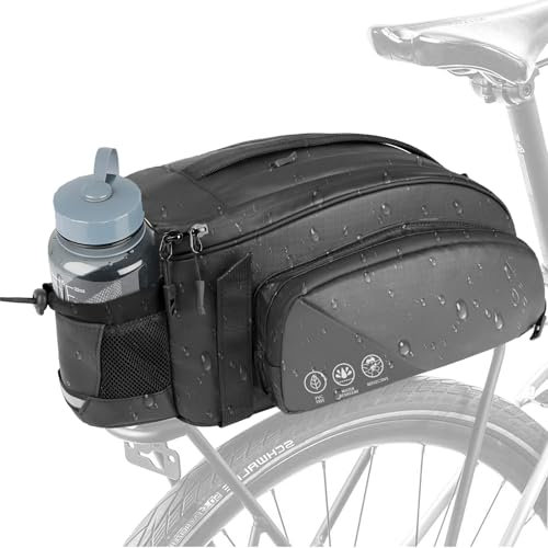 Gepäckträgertasche für Fahrrad QYCHHJ 12L Fahrradtasche wasserdicht & reflektierend multifunktionaler Gepäcktasche Hinter Transporttasche Fächer Umhängetasche Tragetasche für Pendlerreisen im Freien