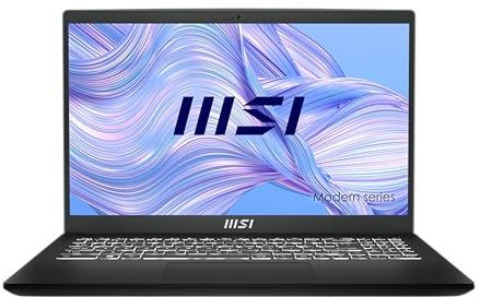 MSI Modern 15 B12M-205FR : Intel Core i7 1255U - 8GB DDR4 - SSD 512GB - Intel Iris XE Graphics - 15.6 Full HD - Windows 11 Famille - Clavier Azerty retroeclairé Blanc - WiFi 6 Noir