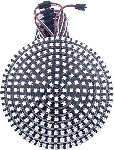 WS2812B 8/16/24/35/45/60 /90/241 Leds Pixel Ring Address Led-Module WS2812 IC RGB Voll Farbe Runde Led Kreis DC5V (241Leds, Black)