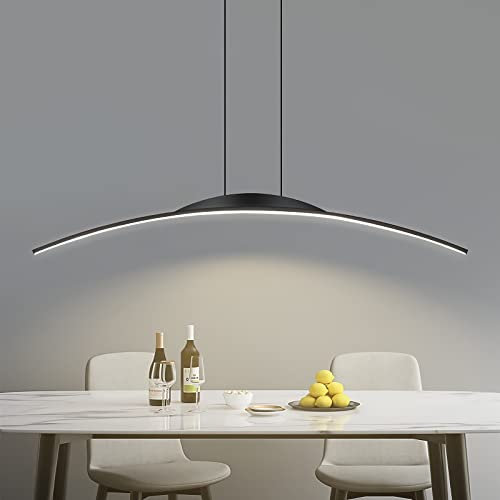 Bellastein LED Hängeleuchte Esstisch Pendelleuchte mit Fernbedienung Pendellampe Dimmbare hängende Leuchte Höhenverstellbar Kronleuchter für Esszimmer Wohnzimmer Küche Büro (Schwarz, L100cm)