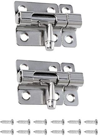 2 Set Door Bolt Locks Stainless Steel Sliding Bolt Latch Lock, Small Plate Latches Garden Gate Lock for Securing Internal Doors for Bedrooms, Bathrooms, Cupboards and Storage Units(Silver)