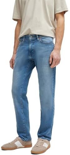 BOSS Herren Maine BC-L-C Blaue Regular-Fit Jeans aus schwerem Denim Türkis 34/32