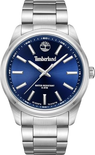 Timberland TDWGG0010805 Unisex Analoge Quarzuhr mit Edelstahlarmband, Silber, Armband