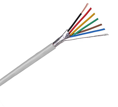 InstallerCCTV 24 AWG 6 Conduttori Allarme di Sicurezza Cavo di Controllo Allarme Riser Cavo di Controllo Allarme 38,1 m Full Copper Schermato per Fuoco/Suono/Telecomunicazione/Sicurezza Antifurto Filo