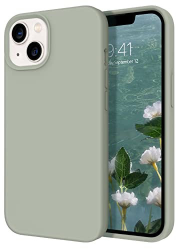 DOMAVER Case for iPhone 13 Case Liquid Silicone,Full Body Protective Cover,Shockproof Anti-Scratch with Microfiber Lining Phone Case for iPhone 13 6.1 inch Copper Green