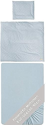 roba Babybettwäsche Lil Planet 80 x 80 cm - 2-teiliges Bettwäsche Set - Bio Baumwolle - GOTS und Oeko-Tex 100 Zertifiziert - Hellblau/Sky Spannbettlaken Lil Planet 40 x 90