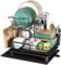 MAJALiS Escurreplatos, Escurreplatos de Cocina de 2 Niveles con Bandeja recogegotas y caño Giratorio, Escurreplatos de Acero Inoxidable para Fregadero de Cocina