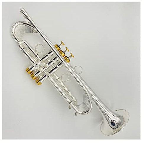 Student Trompete B-Profi-Trompete Messing Versilbert Vergoldete Knöpfe Gewichtetes Dreifarbiges Trompeteninstrument Horn Trompete