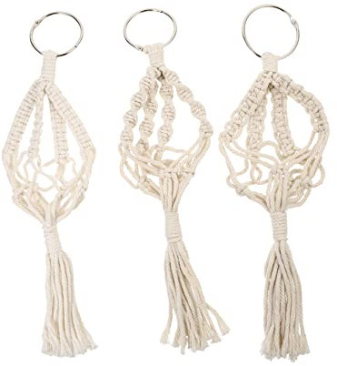 Happyyami 3st Mini-blumentopf-netztasche Makramee-Wand Makramee-blumentopf-aufhänger Hängende Pflanzgefäße Für Den Innenbereich Hängender Korb Wohnkultur Topfpflanze Baumwollseil Spitze Weiß