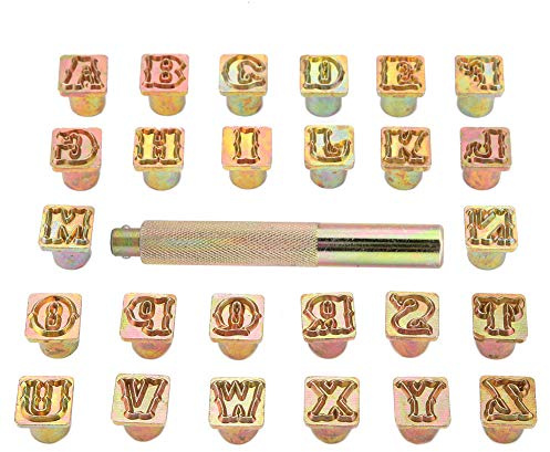 13 Mm Schlagzahlen Set, Metallstempel, Buchstabenstanzer, 26 Buchstaben, Stanzwerkzeug, Metall-Stempelset für Kunststoff Holz Leder