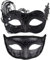 SIQUK 2 Stück Venezianische Maske Maskerade Mask Venezianischen Maske Kostüm Masken für Damen Herren Paar Halloween Karneval Party, Schwarz