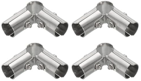 sourcing map 90 Degree Structural Pipe Connector 4pcs Chain Link Fence Clamp Stainless Steel Corner Fitting End Rails Clamp, Fit OD 1 Inch(25mm)