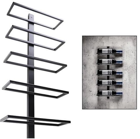 Catrinaz® - Weinregal zur Wandmontage – Weinregal – Schwarz matt – Wandhalterung – hochwertiger Stahl – 5 Flaschen – Modern/Industrie…, WinerackS5