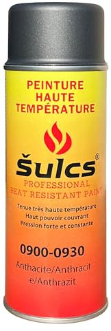 Peinture Professionnelle Haute Température 900° Aérosol 400ml Gris Anthracite Ref. 0930 - Haut Pouvoir Couvrant - Barbecue Braséro Four Poêle à bois Thermique Cheminée Auto Moto Radiateur ŠULCS BBQ®