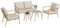 Outsunny Salon de Jardin extérieur 5 pièces 4 Personnes Effet de Bambou avec canapé 2 Places, 2 Table Basse et 2 fauteuils avec Coussins, Plateau en Grain de marbre Cadre en Acier, Blanc Marron