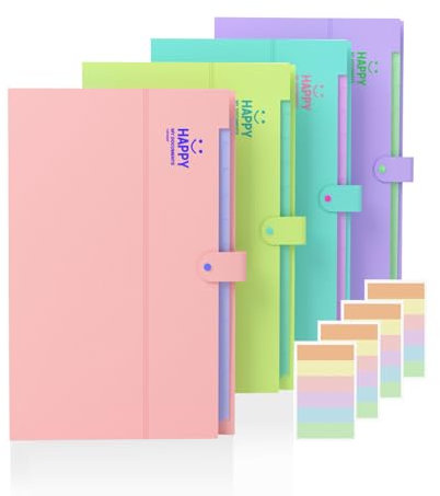 4 Stück Fächermappe A4, Dokumentenmappe A4 12 Taschen Mit Etiketten,Morandi Ordnungsmappe Mappen Ordnersystem a4 Fächermappe Erweiterbar Ordner Mit Druckknopf Für Zuhause, Büro, Schule