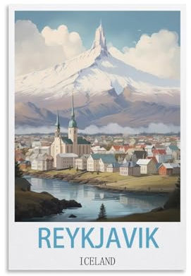 Jdjdu Reykjavik Island, Vintage-Reiseposter, Geschenk, Wanddekoration, Malerei, Poster, Leinwand, Kunstposter