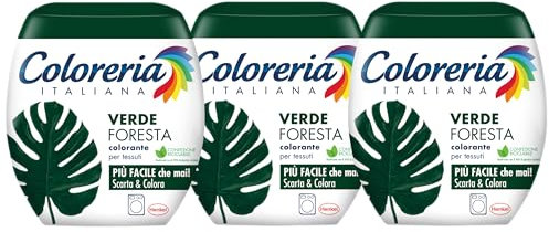 Coloreria Italiana Grey Colorante Tessuti e Vestiti in Lavatrice, Verde Foresta, 3 Confezioni da 350g