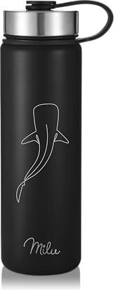 Milu® Trinkflasche mit Gravur Wahlhai - als Geschenk Idee Ostern, Vatertag, Muttertag, Weihnachten, Einschulung, Liebesgeschenk, Geburtstag, Frauen und Männer Mama Papa Kinder (750ml + Gravur)