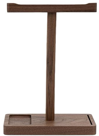 Walnut Wood Headphone Stand - Black Wood Desktop Hanger, Headset Display | Double Headphone Holder, Black Walnut Stand for Headphones, (7.87 x 3.94 x 7.48 inches