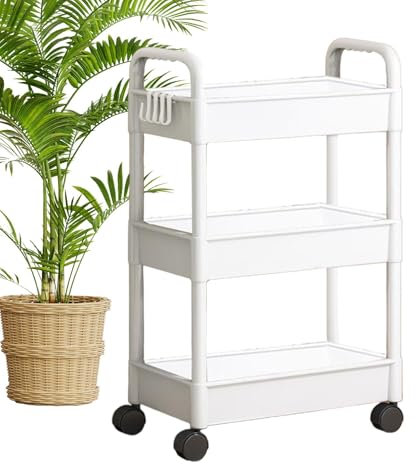 Carrito rodante de almacenamiento, carrito de almacenamiento con ruedas, carrito de almacenamiento con ruedas, carrito de aperitivos de 3 niveles, carrito de libros, organizador de almacenamiento