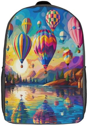 FSHAOETCO Hot Air Balloon Rucksäcke Kinder Schulrucksack Schultasche 3D-gedruckte Cartoon Anime Schultaschen Für Jungen Grund- Und Mittelschüler Schulranzen 17inch